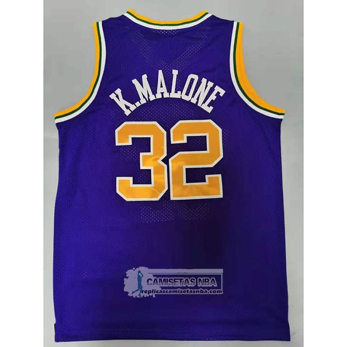 Camiseta Utah Jazz Karl Malone NO 32 Mitchell & Ness 1991-92  Violeta